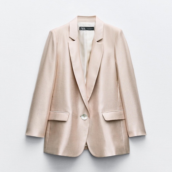 NWT ZARA SHINY EFFECT BLAZER XS - Picture 2 of 3
